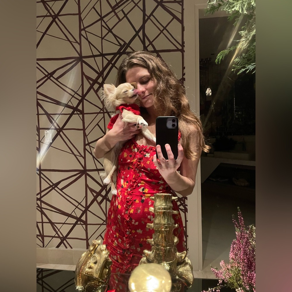 Realisation Par Red Floral Midi Dress
